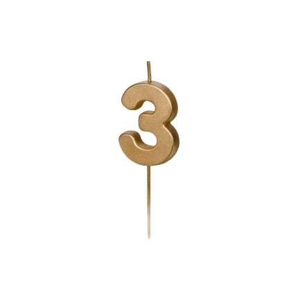 Gold Birthday Candle "3"