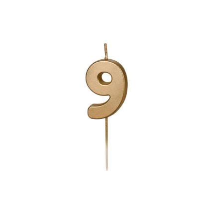 Gold Birthday Candle "9"