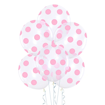 Clear Balloon with Pink Dots (30 cm)