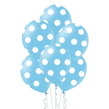 Light Blue Balloon with White Dots (30 cm)