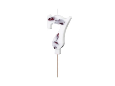 White Petal Birthday Candle "7"