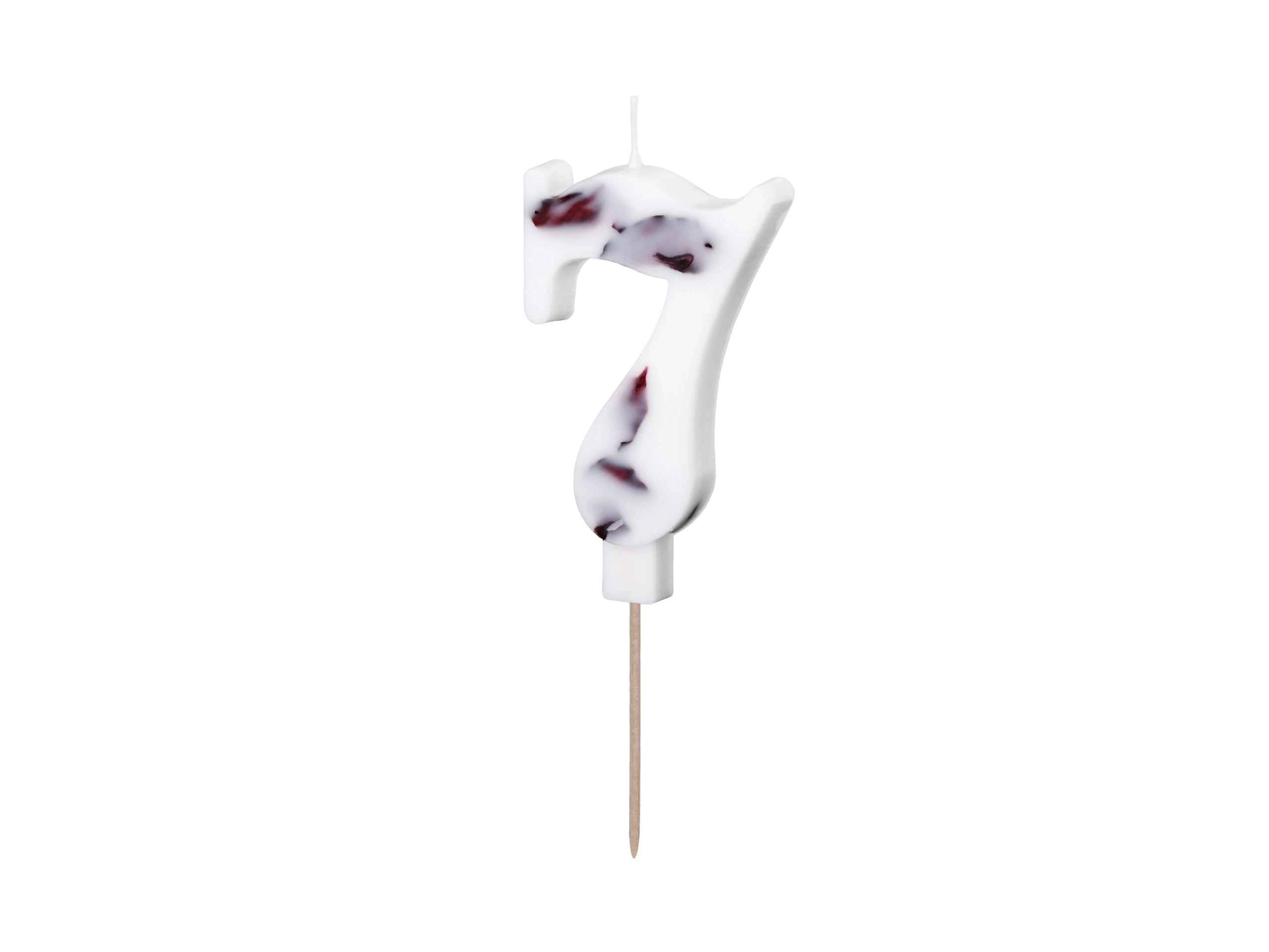 Balta žvakutė su žiedlapiais "7" White Petal Birthday Candle "7"