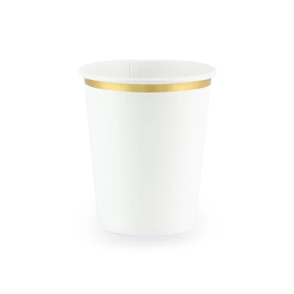 White Disposable Cups with Gold Rim (6 pcs / 260 ml)