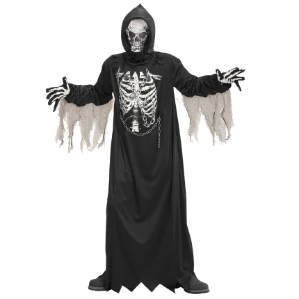 Grim Reaper Costume for Kids and Teens with Skeleton Print
