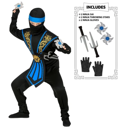 Blue Ninja Costume with Weapons