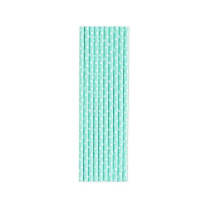 Mint Straws with White Dots (10 pcs.)