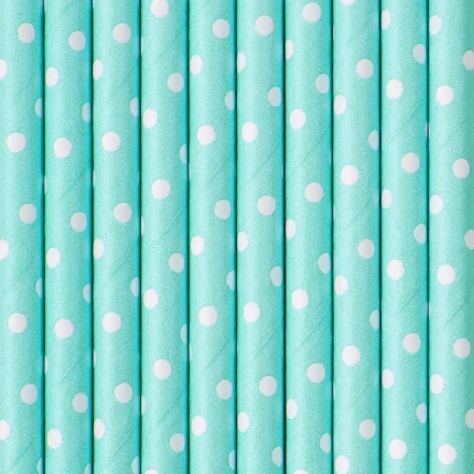 Mint Straws with White Dots (10 pcs.)