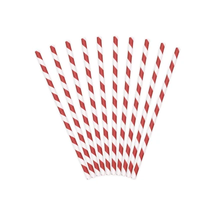 Red & White Paper Straws (10 pcs / 19.5 cm)