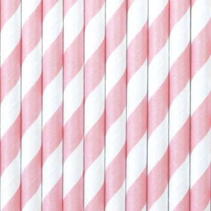 Pink & White Paper Straws (10 pcs / 19.5 cm)