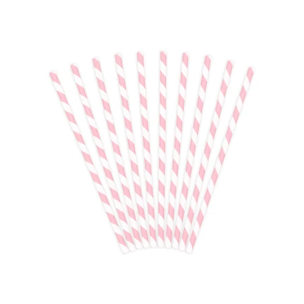 Pink & White Paper Straws (10 pcs / 19.5 cm)