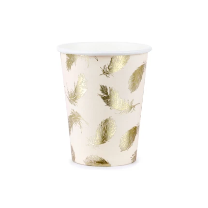 Pink Disposable Cups with Gold Leaf Detail (6 pcs. / 260 ml)