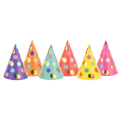 Colorful Glitter Confetti Birthday Party Hats (6 pcs.)