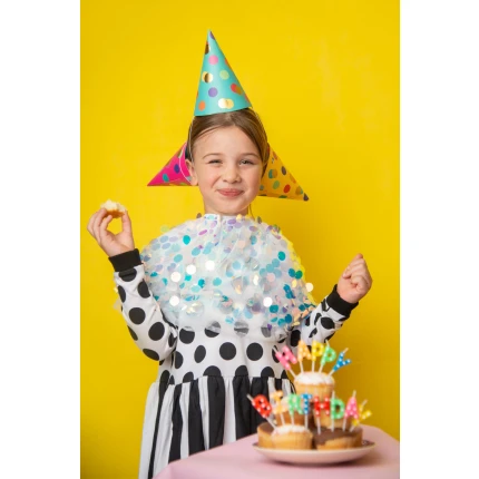 Colorful Glitter Confetti Birthday Party Hats (6 pcs.)