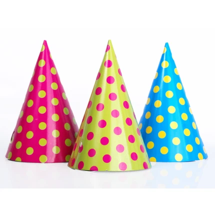 Polka Dot Birthday Party Hats, Colorful (6 pcs.)