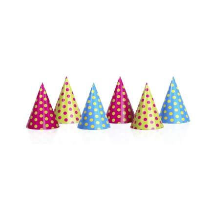 Polka Dot Birthday Party Hats, Colorful (6 pcs.)