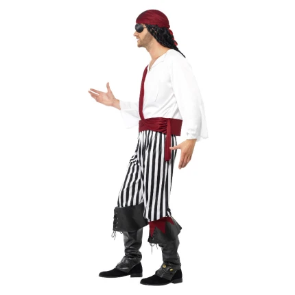 Men's Pirate Costume with Red Belt
