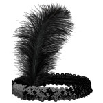 Black Retro Headband with Feather