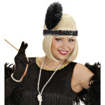 Black Retro Headband with Feather - Image 2