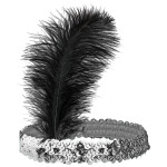 Silver Retro Headband with Feather