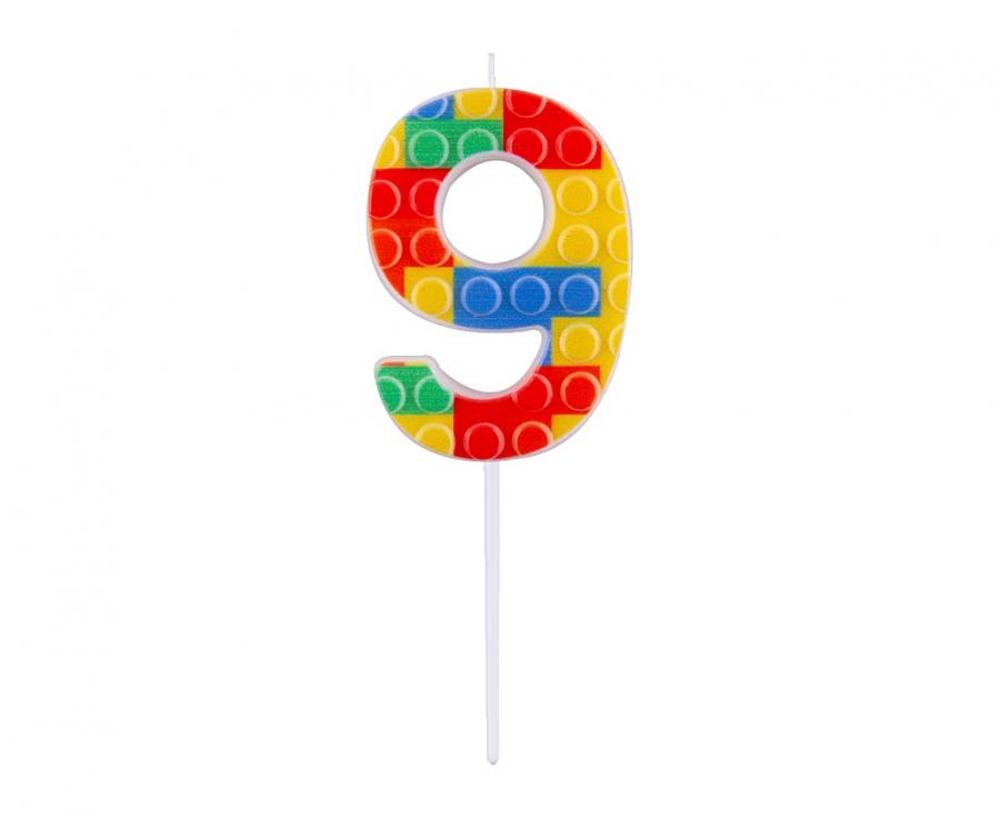 lego žvakutė 9 LEGO Brick Birthday Candle "9" - Image 1