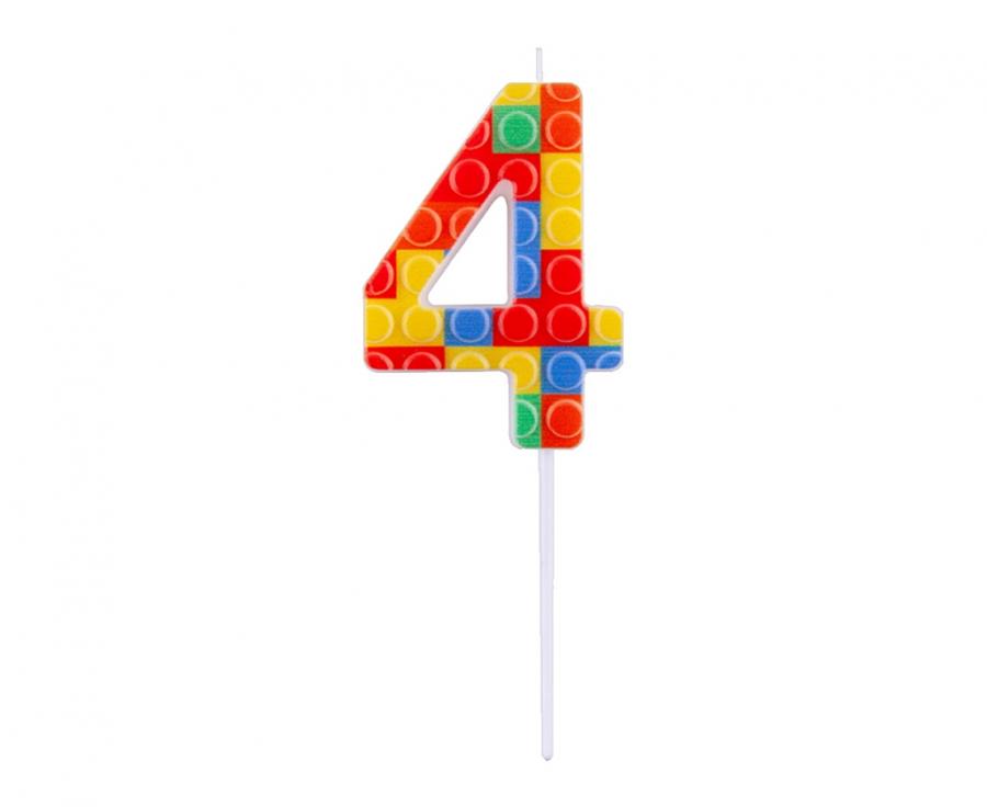 lego žvakutė tortui LEGO Brick Birthday Candle "4" - Image 1