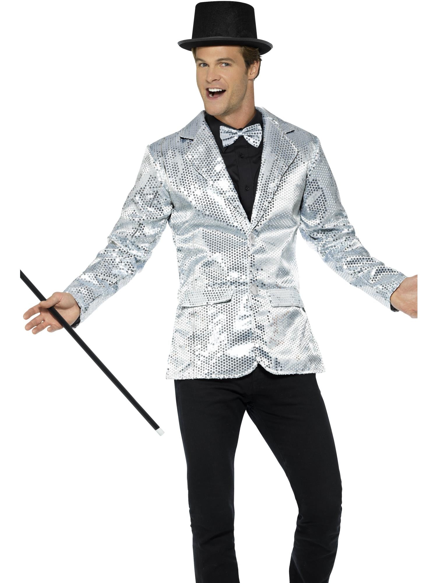 blizgantis vyriškas švakas Silver Disco Jacket - Image 1