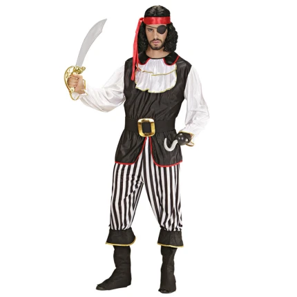 Men's pirate costume with boot covers