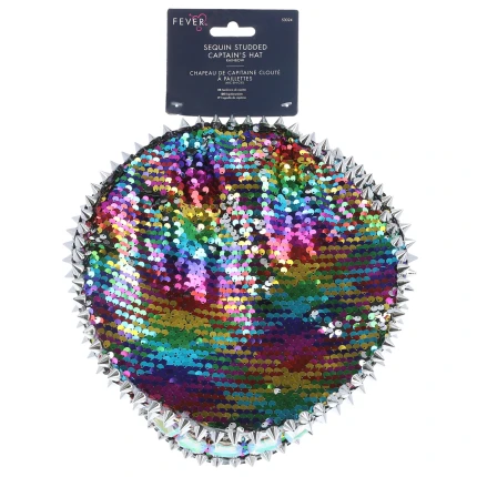 Colourful Sequin Captain Hat with Chain