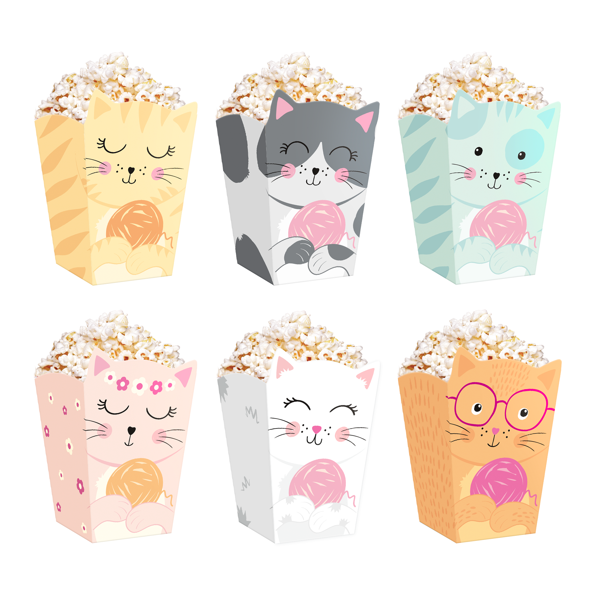 dėžutės spragėsiams kačiukai Cat Popcorn Boxes - Image 1