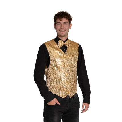 Gold Waistcoat with Bow Tie