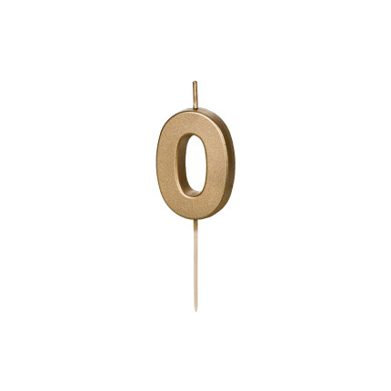 Auksinė gimtadienio žvakutė "0"