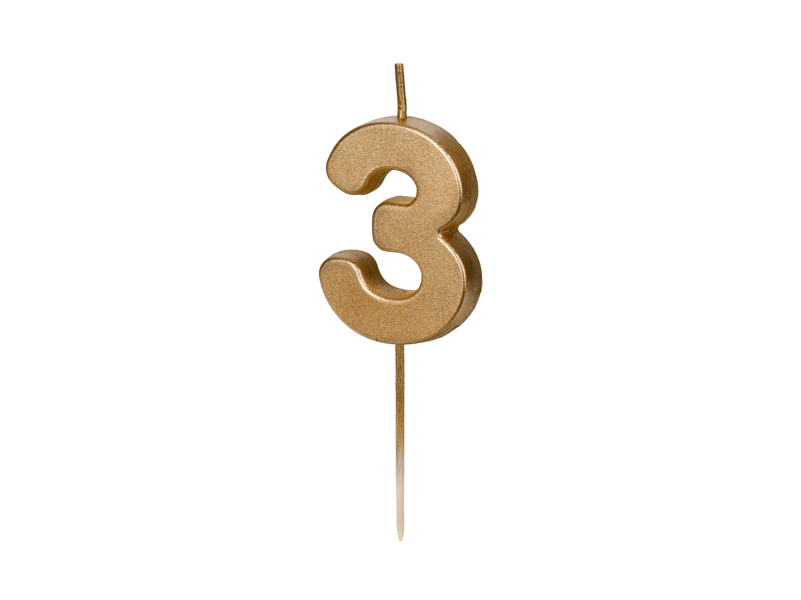 Auksinė gimtadienio žvakutė "3" Auksinė gimtadienio žvakutė "3"