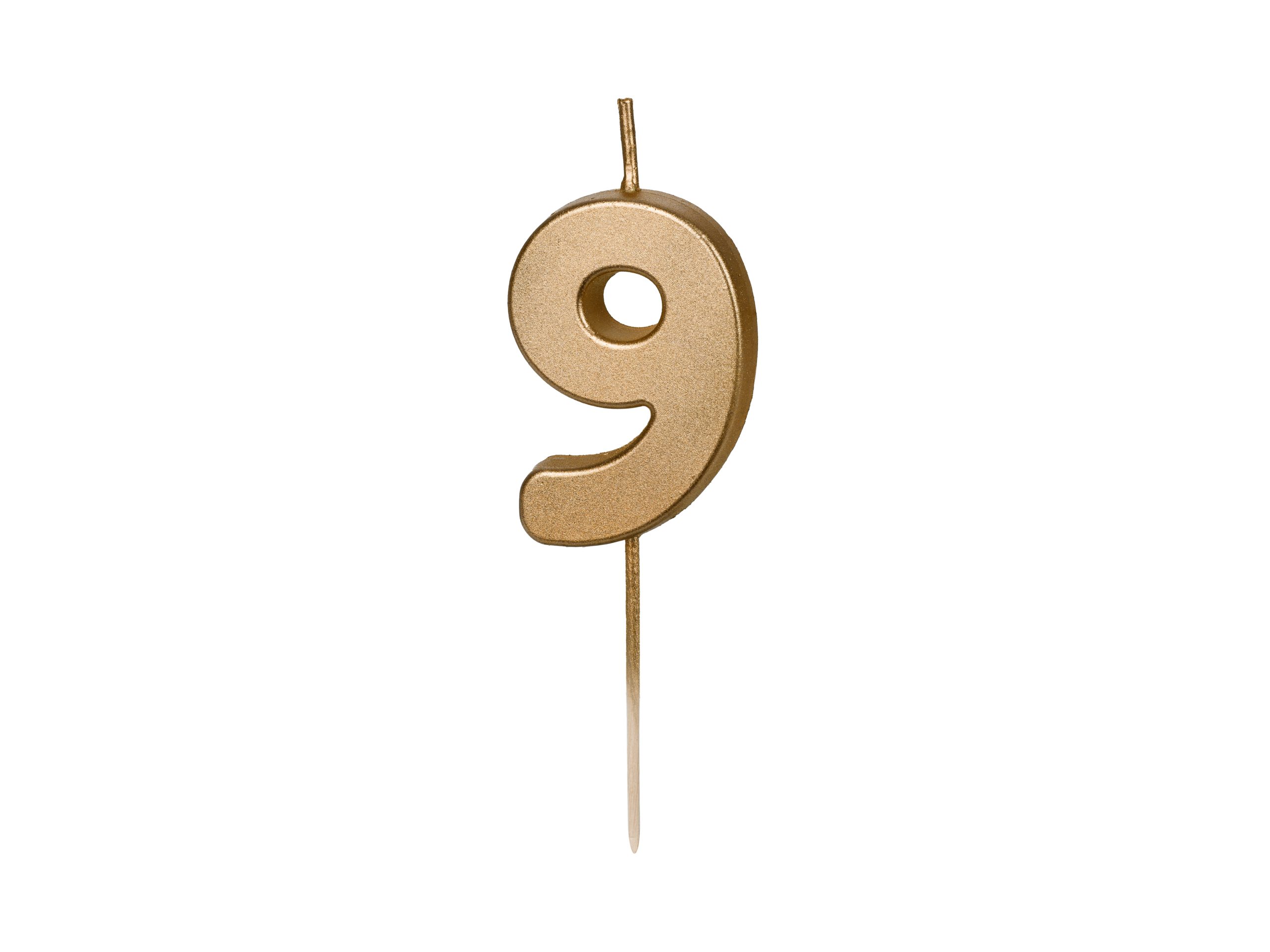 Auksinė gimtadienio žvakutė "9" Auksinė gimtadienio žvakutė "9"