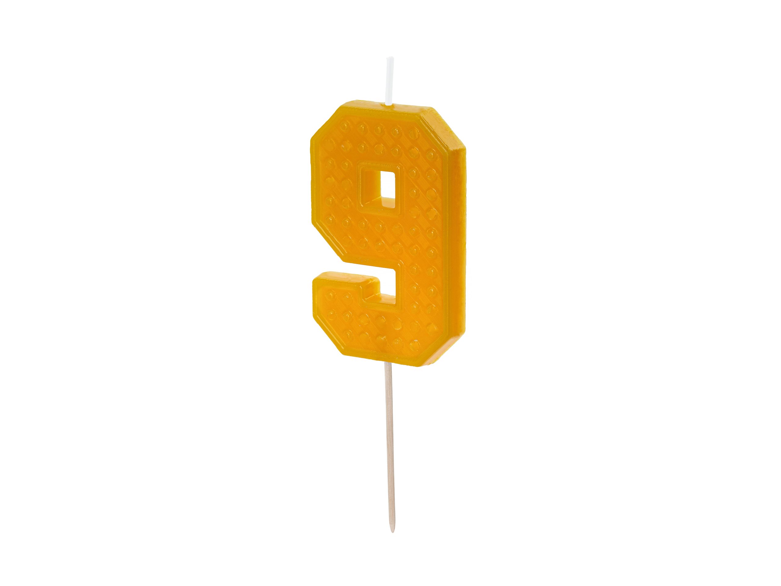 Geltona gimtadienio žvakutė "9" Geltona gimtadienio žvakutė "9"