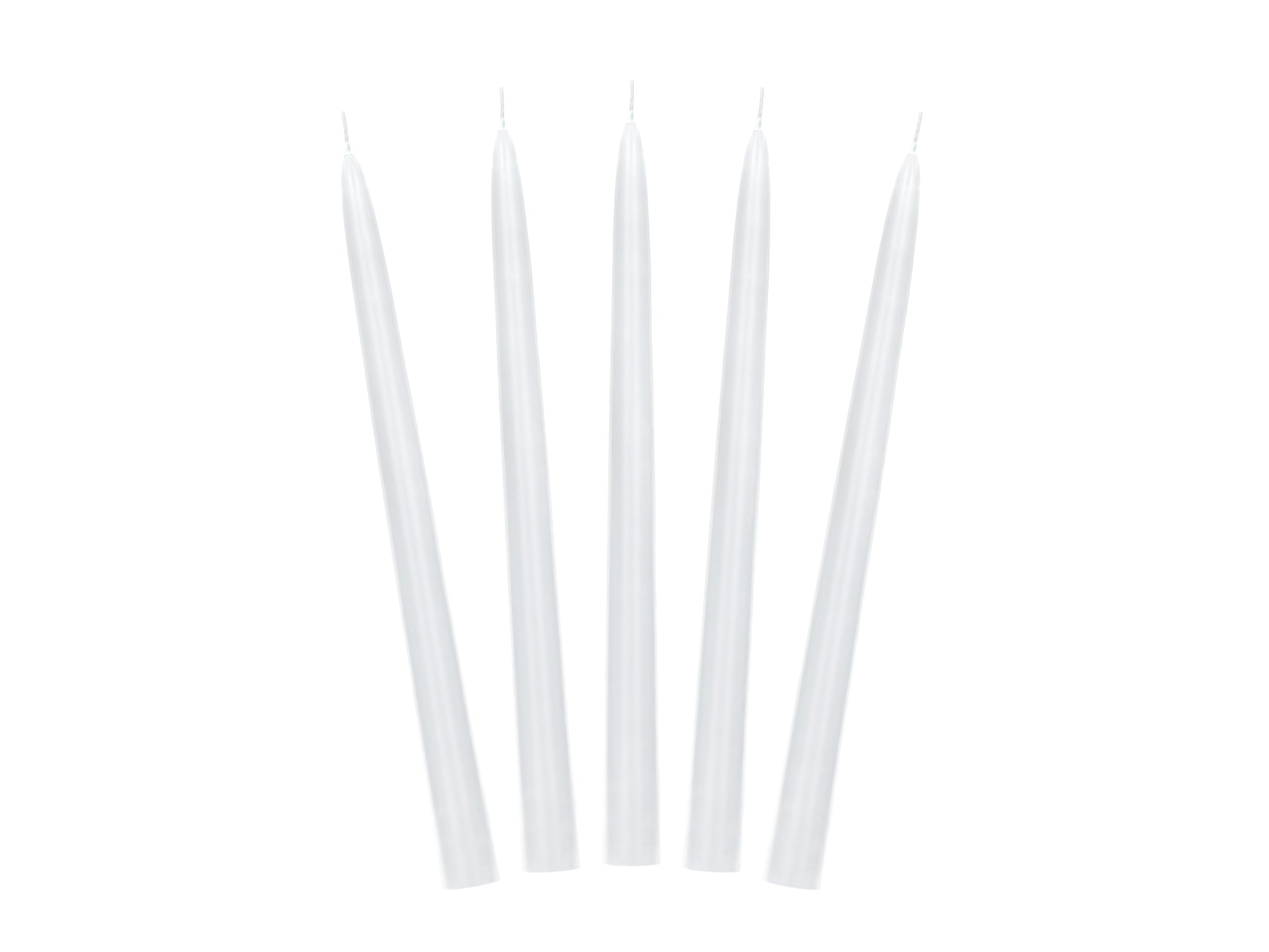 Ilgos stalo žvakės baltos, matinės (24cm/10vnt) Ilgos stalo žvakės baltos, matinės (24cm/10vnt)