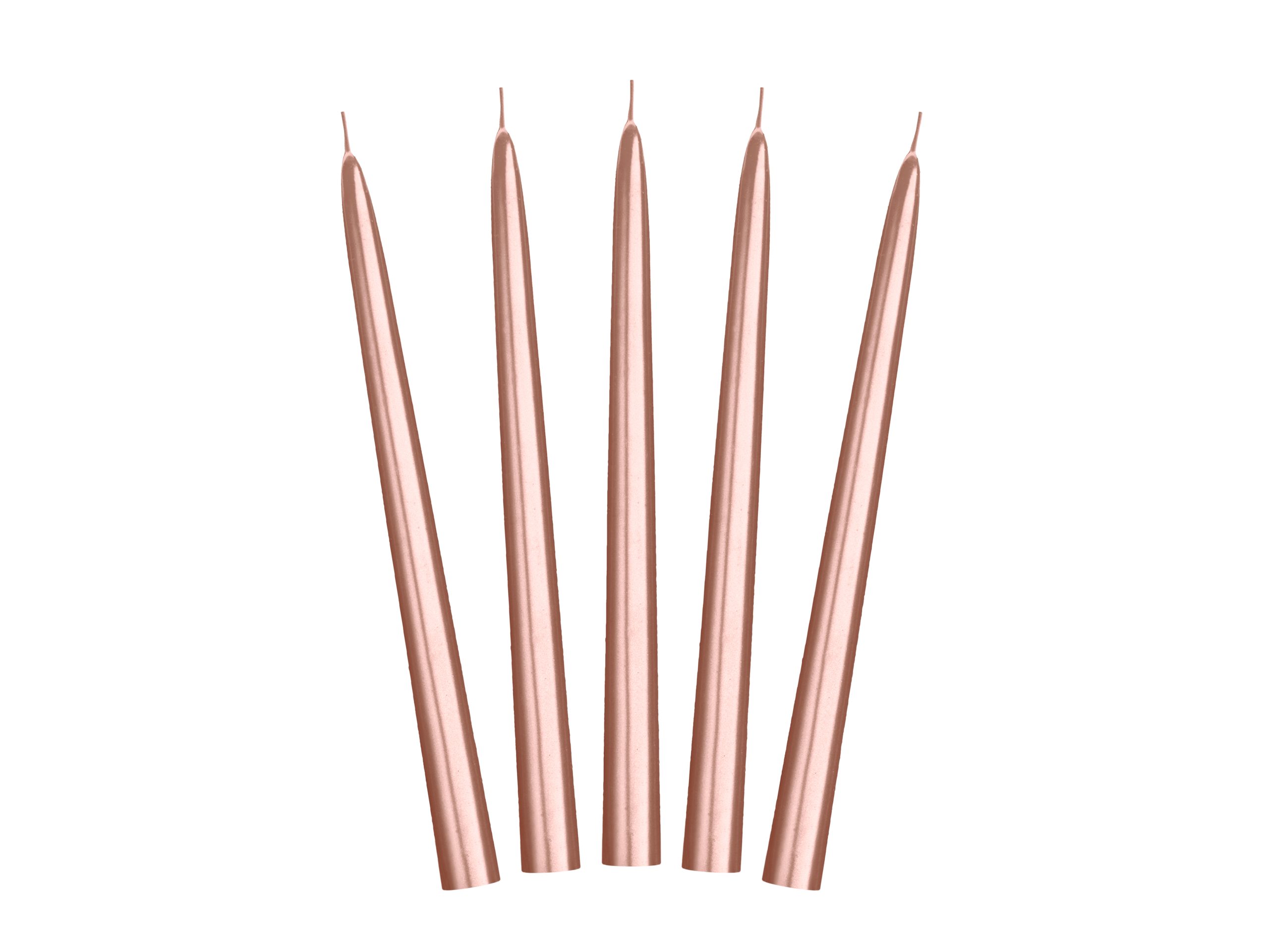 Ilgos stalo žvakės rožinio aukso spalvos (24cm/10vnt) Ilgos stalo žvakės rožinio aukso spalvos (24cm/10vnt)