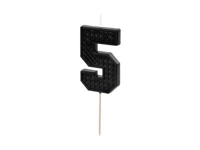 Juoda gimtadienio žvakutė "5"