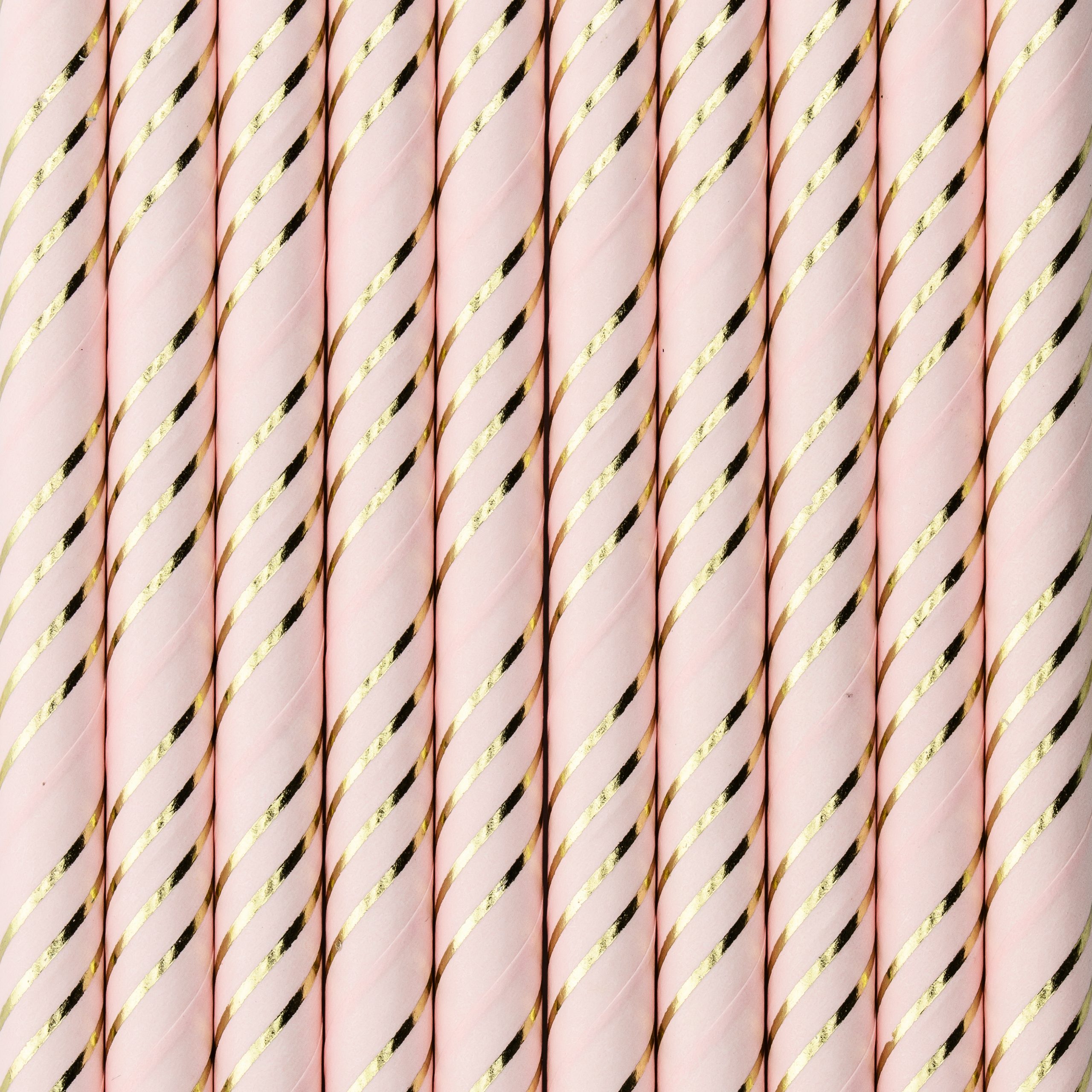 Šviesiai rožiniai popieriniai šiaudeliai su aukso linijomis (10 vnt./19,5 cm) Šviesiai rožiniai popieriniai šiaudeliai su aukso linijomis (10 vnt./19,5 cm)