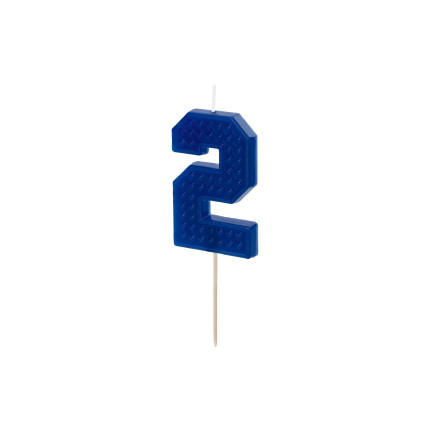Tamsiai mėlyna gimtadienio žvakutė "2"