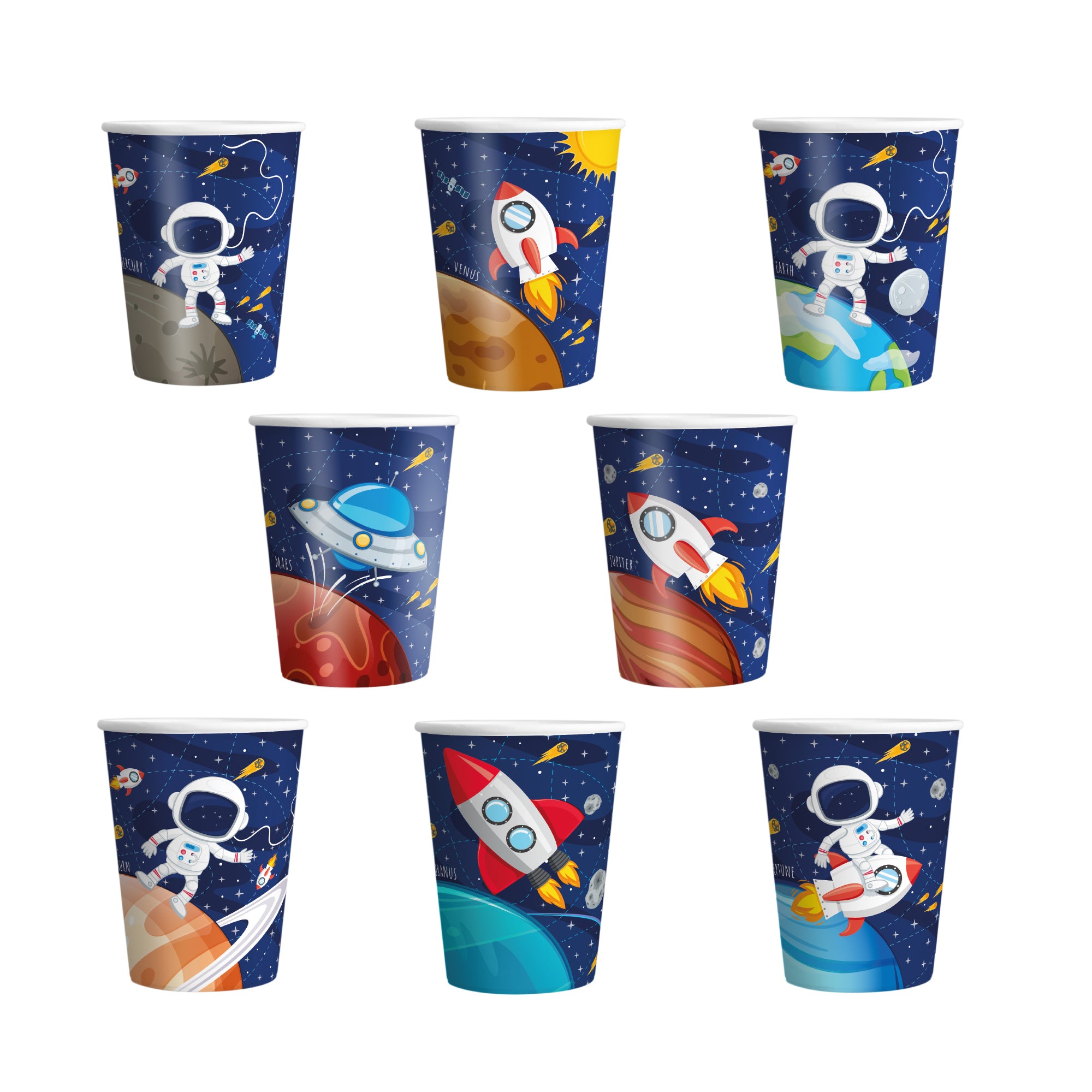 Vienkartiniai puodeliai Kosmosas (6 vnt/ 220 ml) Vienkartiniai puodeliai Kosmosas (6 vnt/ 220 ml)